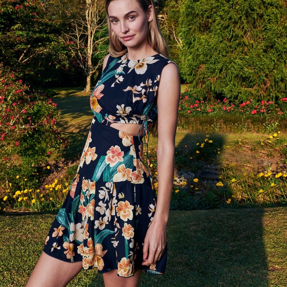 Agua by Agua Bendita Otono Danza Floral Mini Dress Extra Small